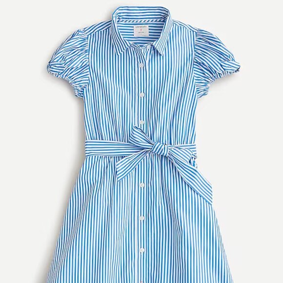 J. Crew Crewcuts Girls' puff-sleeve shirt-dress in stripe Size 14 - Picture 1 of 7